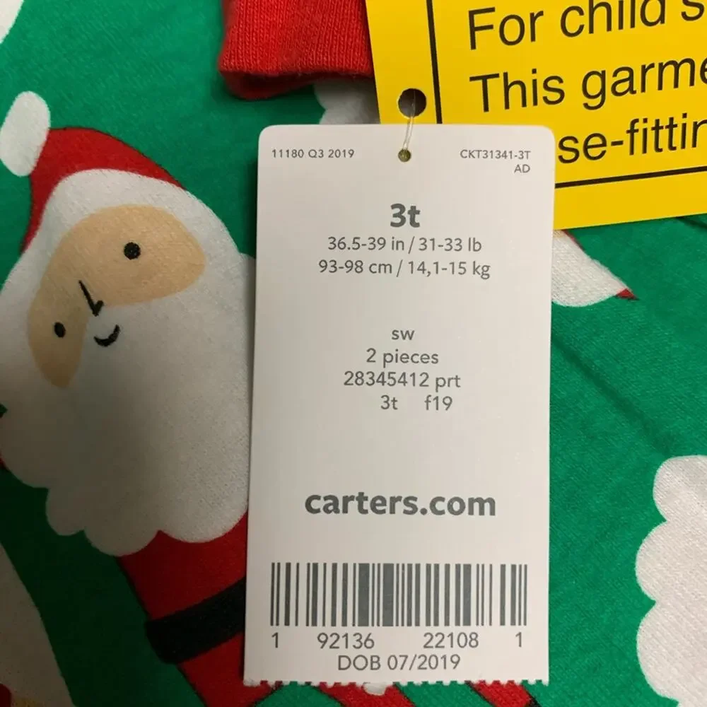 Carters 2‎ Piece Santa Pajamas. Size 3T. NWT